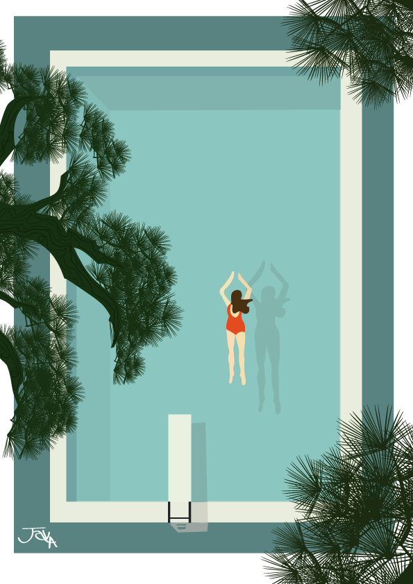 illustration swimming pool avec branches