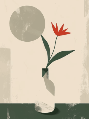 un vase, une fleur